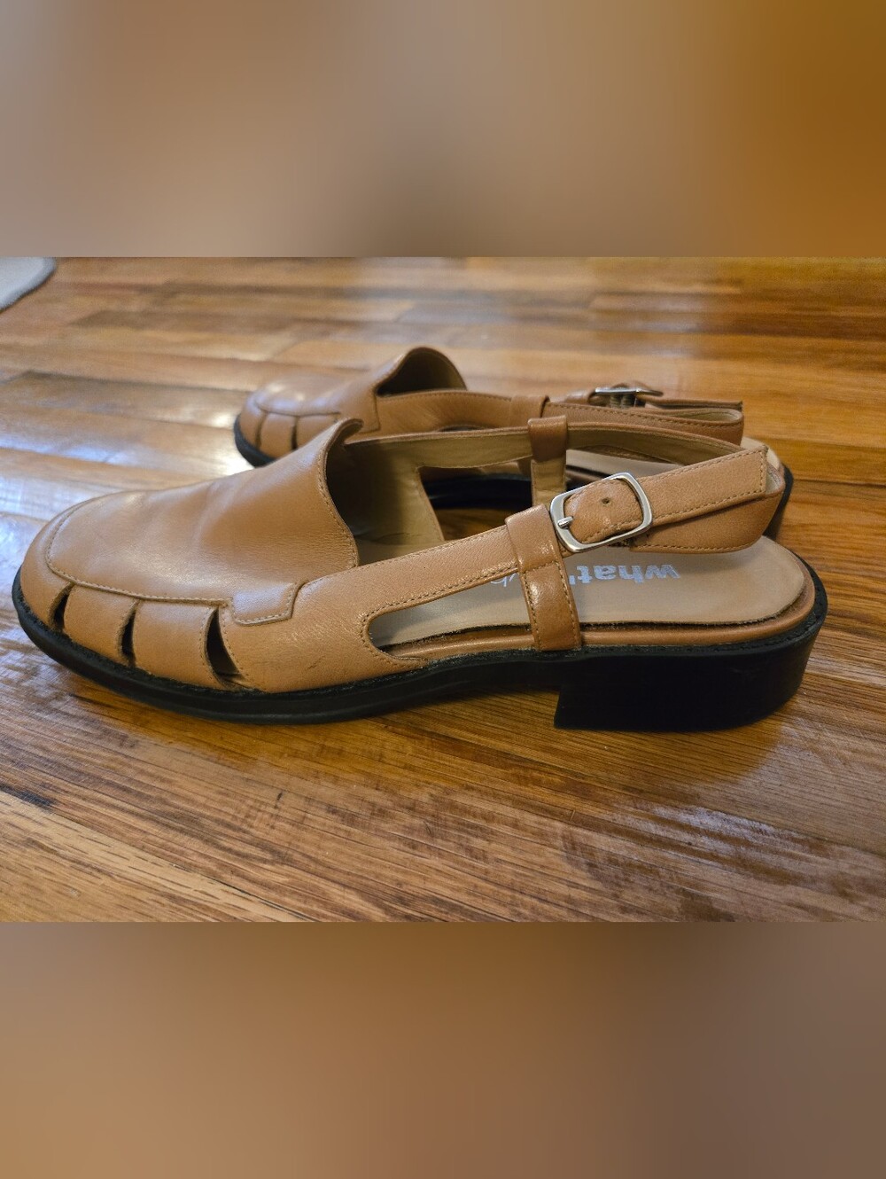 AEROSOLES Fisherman Tan Beige Brown Nude Slingback Leather Sandals 7